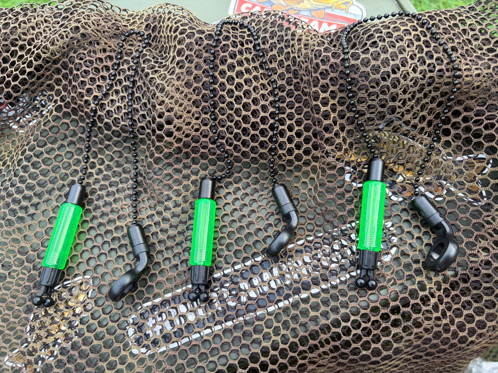 Carp Fishing Bobbins / Hangers / Drop Indicators - Set of 3 - Neon Green