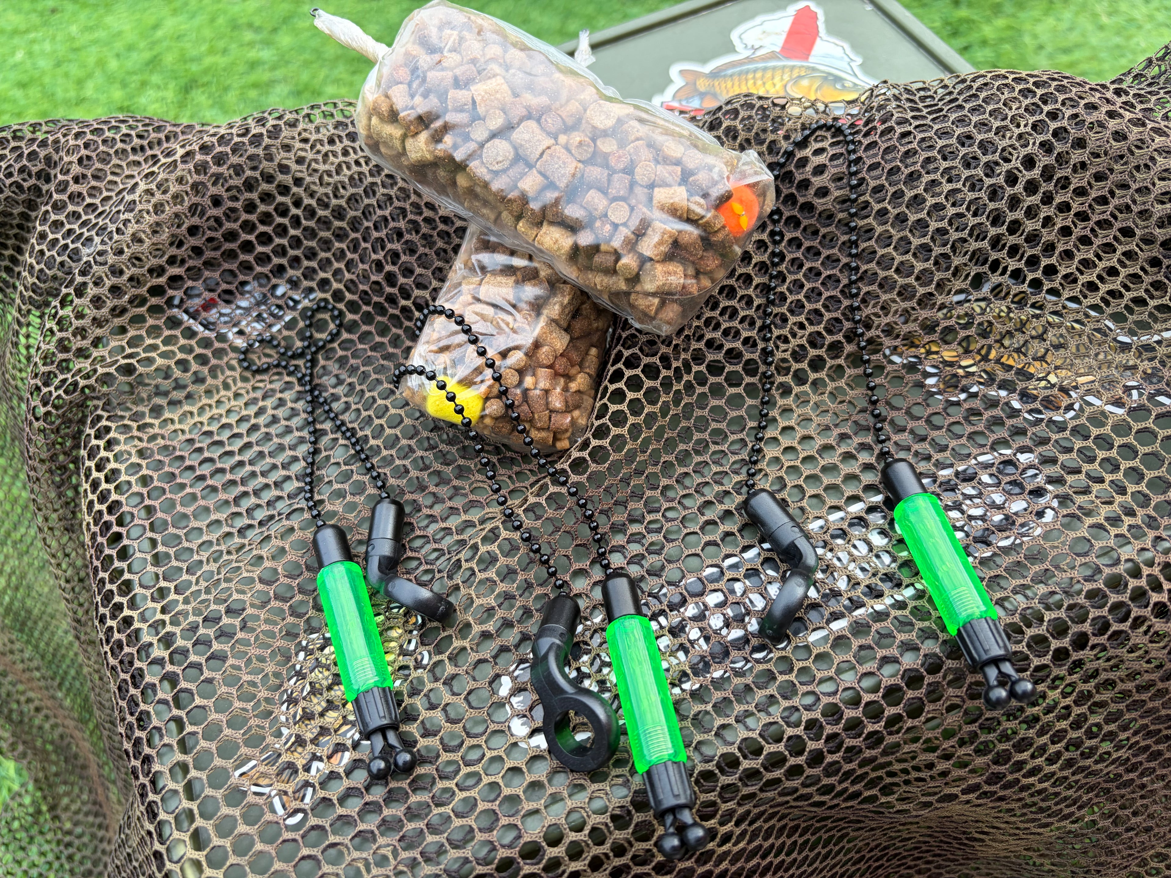 Carp Fishing Bobbins / Hangers / Drop Indicators - Set of 3 - Neon Green